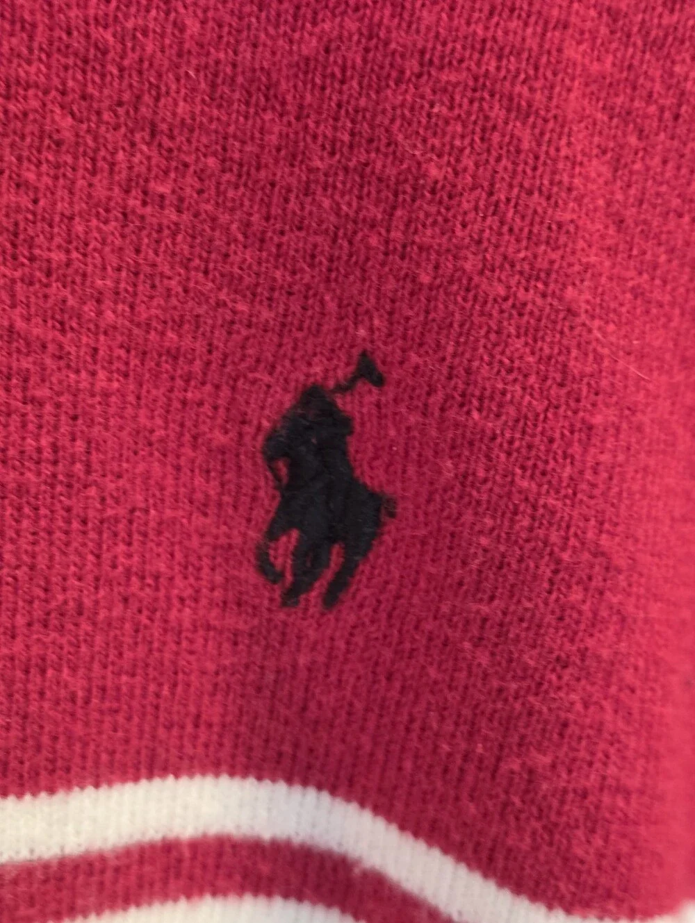 Polo by Ralph Lauren Red Contrast-Stripe Crewneck Sweater
